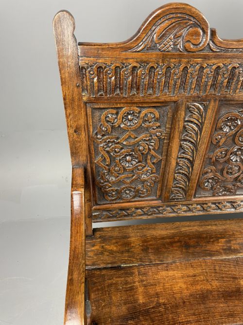fig 1. Victorian carved oak hall bench