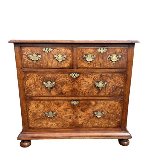Victorian Burr Elm and Oak Chest of Drawers