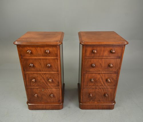 Pair of Victorian Flame Mahogany  Bedside Chests