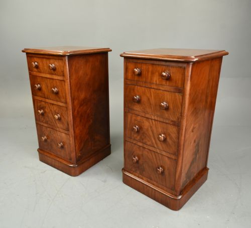 fig 1. pair of Victorian flame mahogany bedside chests