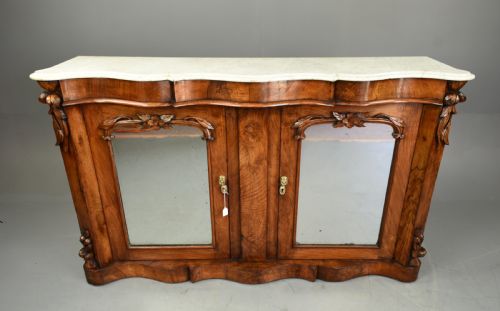 Walnut Marble Top Credenza Sideboard