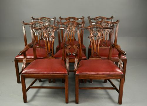 Set of Eight Chippendale Style Dining Chairs