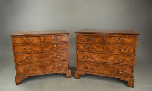 Antique Pair of Georgian Walnut Chest of Drawers