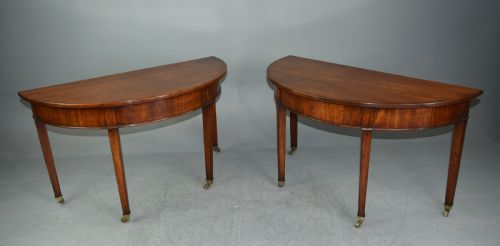 Pair of Georgian Mahogany Demi Lune Console Tables