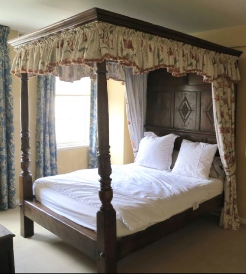 Antique Jacobean Style King Size Carved Oak Four Poster Bed