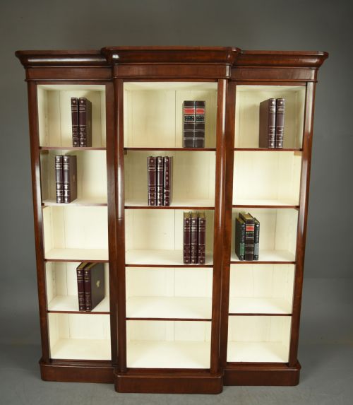 Victorian Mahogany Breakfront Open Bookcase