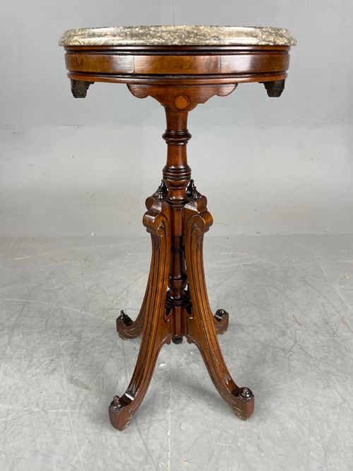 19th Century Gothic Style Marble Top Occasional Lamp Table