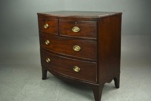fig 1. Small Georgian mahogany bow front chest of drawers