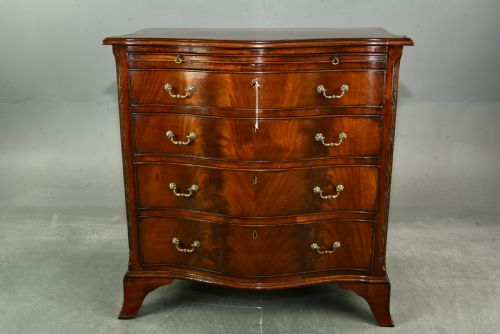 19th Century Small Serpentine Mahogany Bachelors Chest