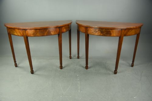 Pair of Georgian Mahogany Demi Lune Console Tables