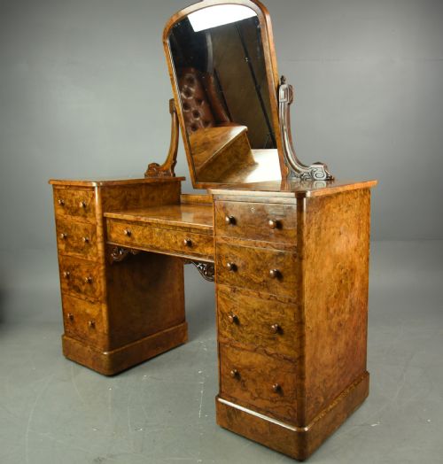fig 2. Victorian burr walnut pedestal dressing table by Heals & son London