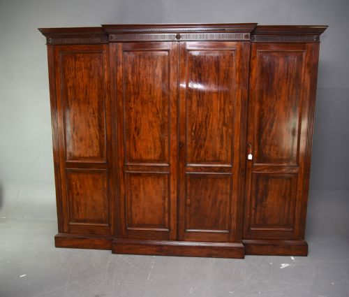 Large 19th Century Four Door Mahogany Breakfront Wardrobe
