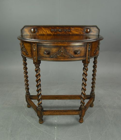 Edwardian Oak Demi Lune Hall Table