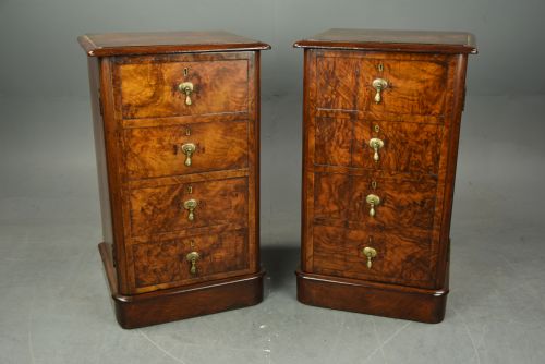 Pair of Victorian Burr Walnut Bedside Cabinets