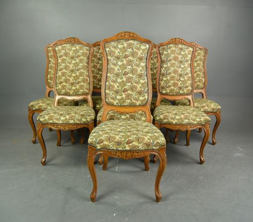 Set of Eight French High Back Dining Chairs