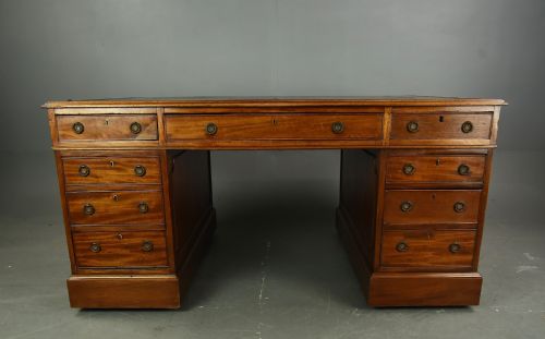Antique Georgian Style Mahogany Partners Desk Circa 1900