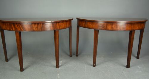 Pair of Georgian Mahogany Demi Lune Console Tables