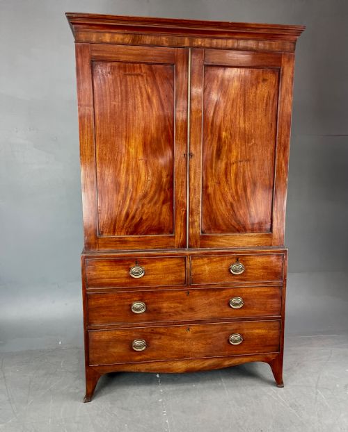 Georgian Mahogany Linen Press Wardrobe