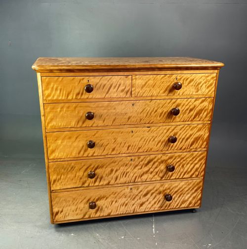 Large Victorian Satin Birch Chest of Drawers Heal & Son London