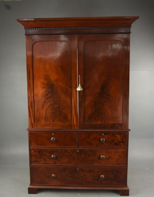 Victorian Mahogany Linen Press Wardrobe