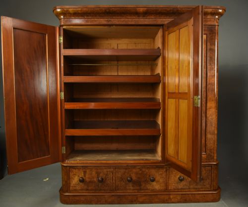 fig 1. Victorian burr walnut triple wardrobe