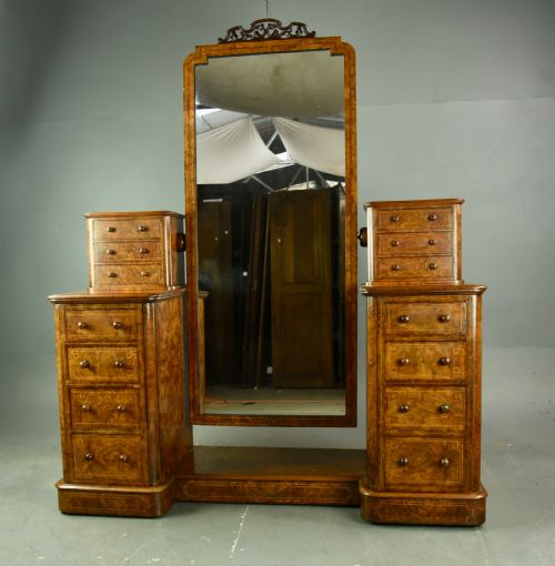 Victorian Walnut Pedestal Dressing Table