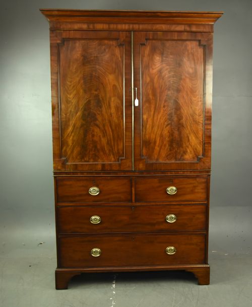 Georgian Mahogany Linen Press Wardrobe