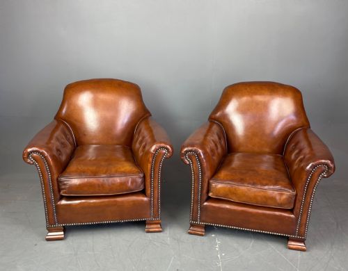 Pair of Leather Arm Chairs Circa 1900