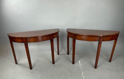 Pair of Georgian Mahogany Demi Lune Console Tables
