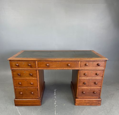 Victorian Oak Pedestal Desk