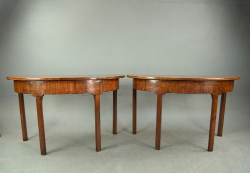Pair of Georgian Mahogany Demi Lune Console Tables
