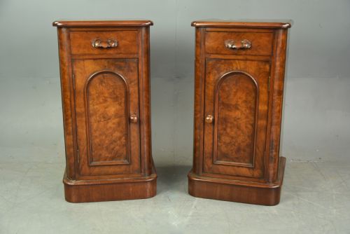 Pair of Victorian Walnut Bedside Cabinets