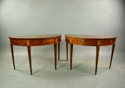 Pair of Georgian Mahogany Demi Lune Console Tables