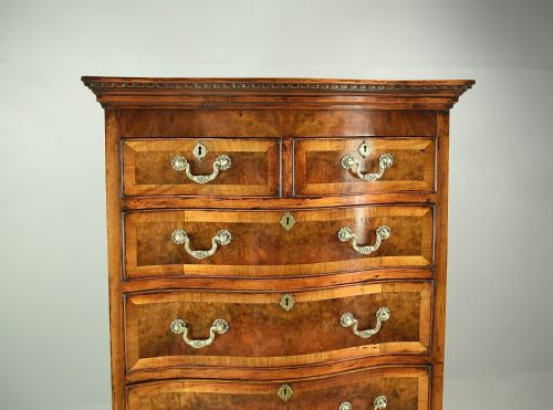 fig 1. Walnut serpentine chest on chest tall boy