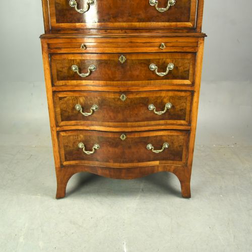 fig 2. Walnut serpentine chest on chest tall boy