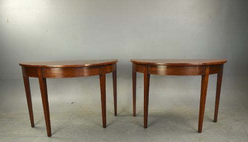 Pair of Georgian Mahogany Demi Lune Console Tables