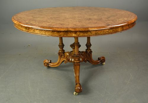 fig 1. Antique round burr walnut dining table