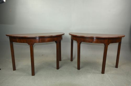 Pair of Georgian Mahogany Demi Lune Console Tables