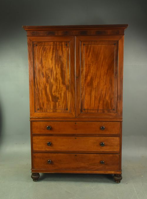 Antique Mahogany Gentlemens Wardrobe Press Cupboard
