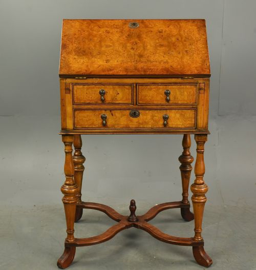 fig 1. Queen Anne style burr walnut bureau