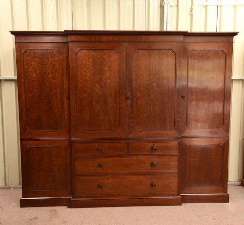 fig 1. Large Georgian mahogany breakfront compactum wardrobe