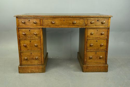 Victorian Oak Pedestal Desk