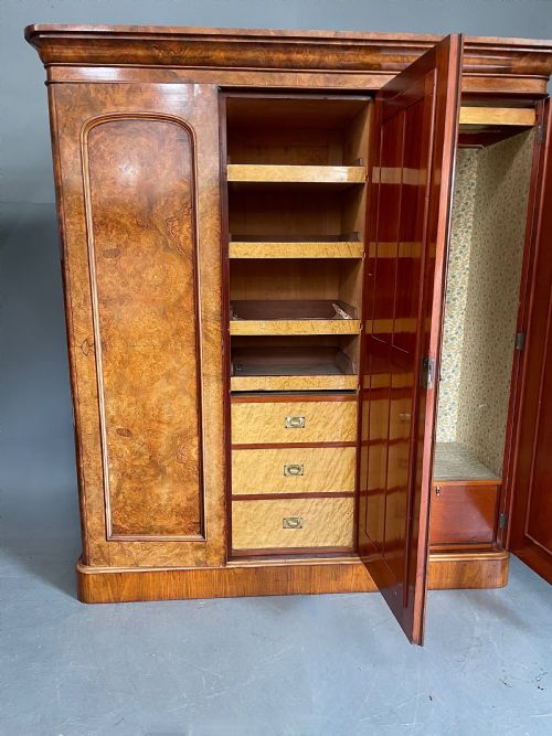 fig 2. Victorian burr walnut triple wardrobe compactum