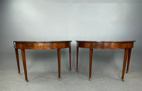 Pair of Georgian Mahogany Demi Lune Console Tables