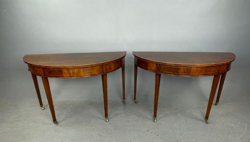 fig 1. Pair of Georgian mahogany demi lune console tables