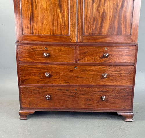 fig 3. Antique 19th Century mahogany linen press wardrobe 
