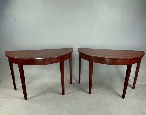 Pair of Georgian Mahogany Demi Lune Console Tables