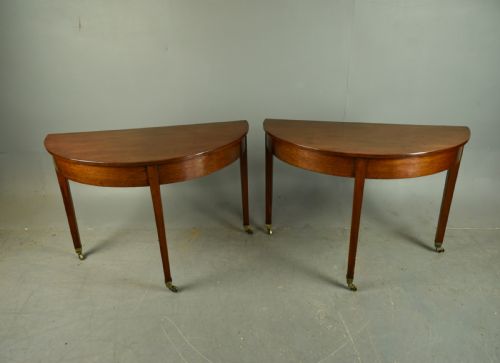 Pair of Georgian Mahogany Demi Lune Console Tables
