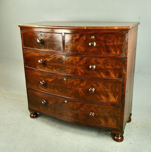 fig 1. Victorian mahogany bow front chest of drawers