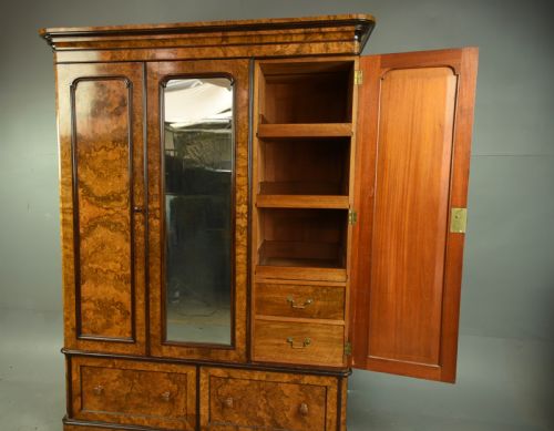 fig 1. Victorian burr walnut triple wardrobe compactum by H Ogden Manchester